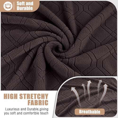 VANSOFY Stretch Recliner Loveseat Cover with Middle Console, Chocolate | 4-Pieces, Soft Furniture Protector, Washable Slipcover with Pocket, Pets Sofa Cover, High Stretchy fabric Couch Cover