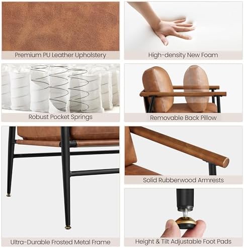 Yaheetech Accent Chair, Modern Living Room Chair, Retro Brown