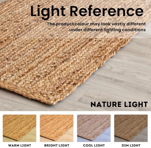 HOMEMONDE Solid Braided Jute Area Rug | Handwoven Reversible Natural Fiber Bo...