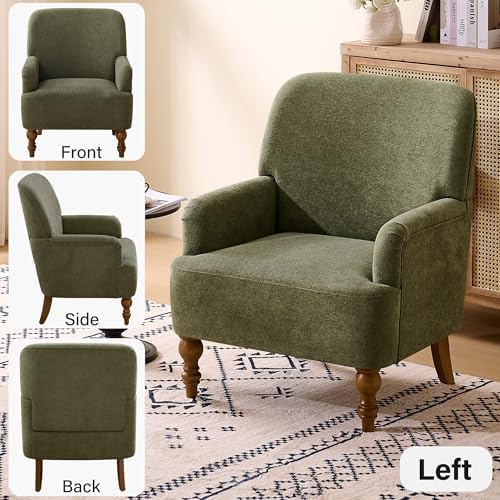 Modern Wingback Accent Chair, Upholstered Fabric Living Room Armchair with Wo...