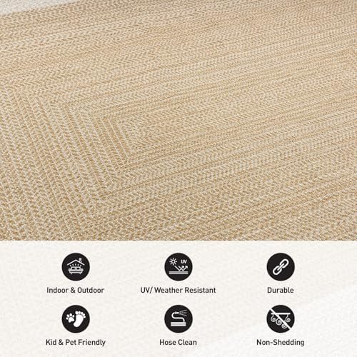 Rugshop Indoor/Outdoor Geometric Weather Resistant Area Rug Natural 5' x ...