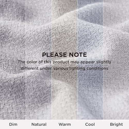 Bedsure 100% Cotton Blanket, Herringbone Weave, Queen Size, Cool Grey