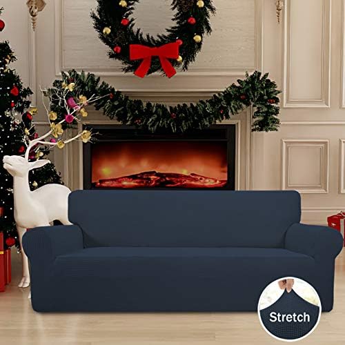 Easy-Going Stretch Couch Covers for Sofa Washable Large Dark Blue