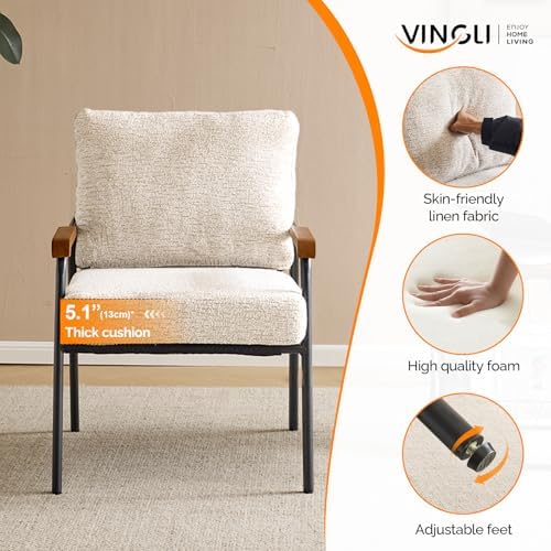 VINGLI Mid-Century Modern Accent Armchiar for Small Space, Small Comfy Uphols...