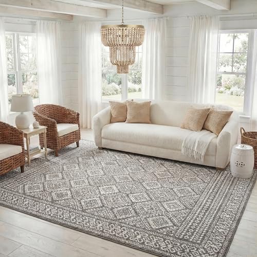 SAFAVIEH Tulum Area Rug 8x10, Textured Large Dark Grey & Ivory TUL264F