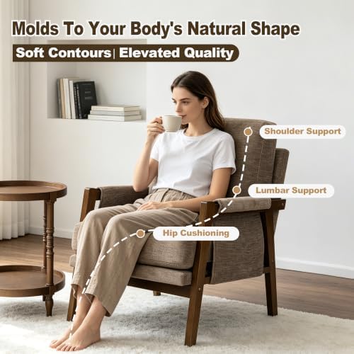 RNKSFX Dark Brown Accent Chairs for Living Room Set of 2, Modern Arm Chairs f...
