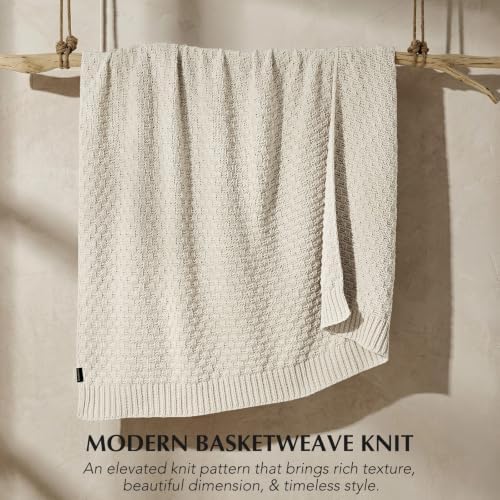 EVERGRACEHOME Chunky Chenille Knit Throw Blanket, Birch, 50" x 60"