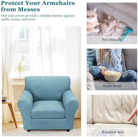 FUANGUI 2 Piece Chair Covers Armchair Arm Covers Chair Couch Covers