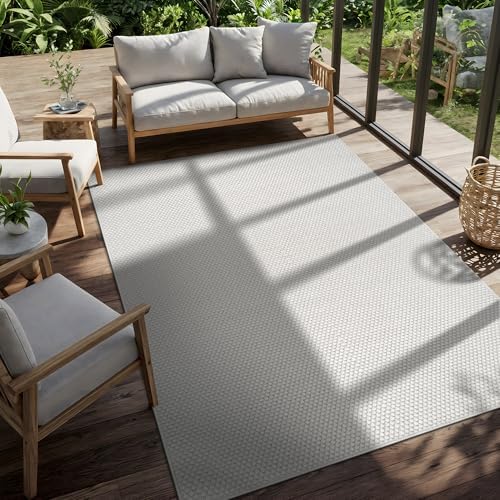 CAMILSON Easy Jute Rug 9x12, Large Indoor Outdoor Off-White Farmhouse Area Ru...