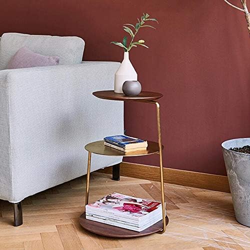 Telephone Table, End Table,Black Walnut Stainless Steel Titanium-Plated Side ...