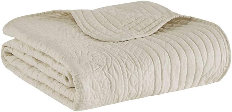 Madison Park Luxe Damask Stitching Throw Blanket, 60"x72"