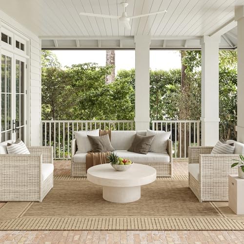 nuLOOM Asha Light Brown Bordered Indoor/Outdoor Area Rug, 8' x 10'