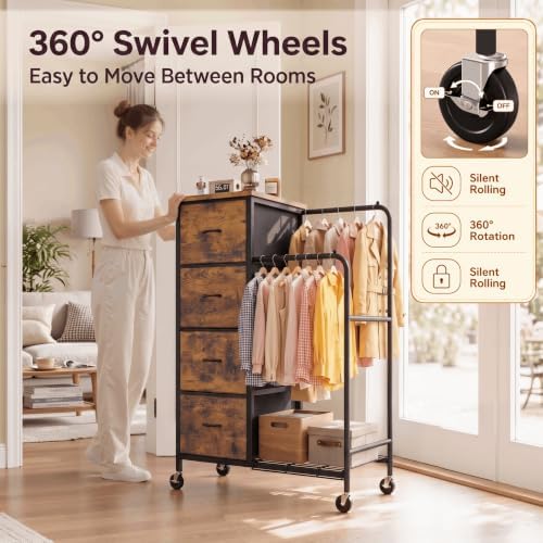 Romorgniz Tall Dresser with Hanging Rack & Extra Deep Storage,47.28"...