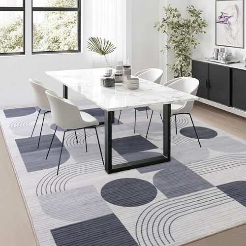Soft Modern Geometric Abstract Large Machine Washable 5x7 Area Rug