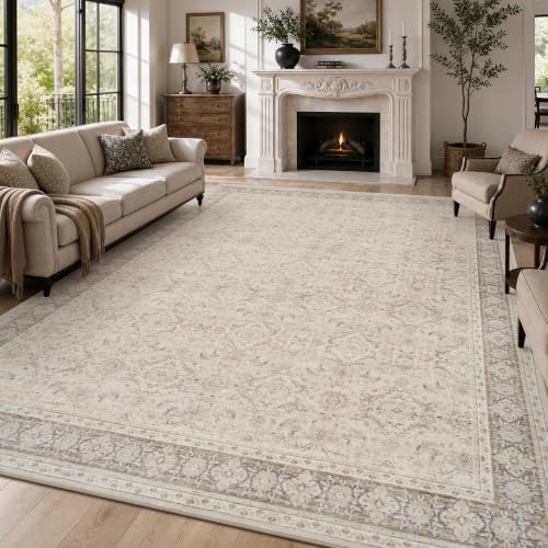 RESARE 5x7 Washable Area Rug Beige Vintage Distressed Rugs for Living Room