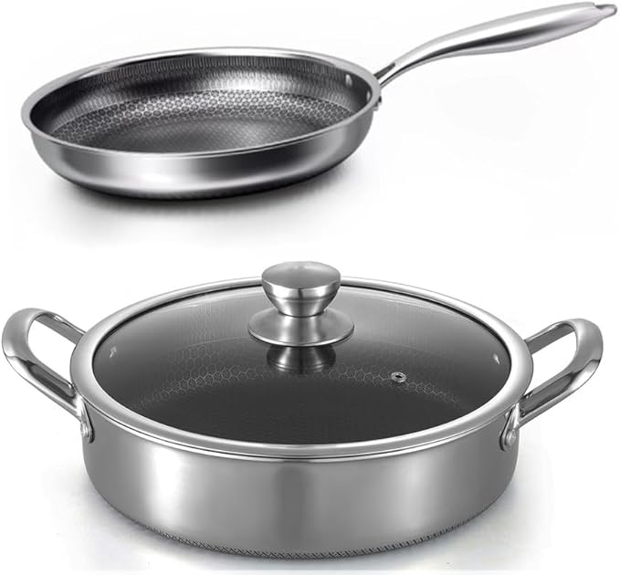 Toutrop Hybrid Stainless Steel Cookware Set-6QT Sauté Pan by Toutrop