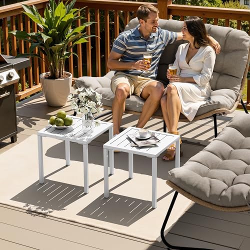 Crestlive Products Aluminum Outdoor Side Table, Pool Lounge Chair Side Table,...