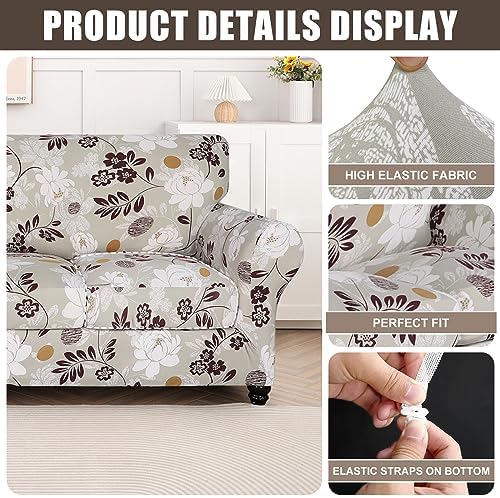 SearchI Stretch Sofa Cover Printed Couch Covers, Floral Pattern 2 Piece Armch...