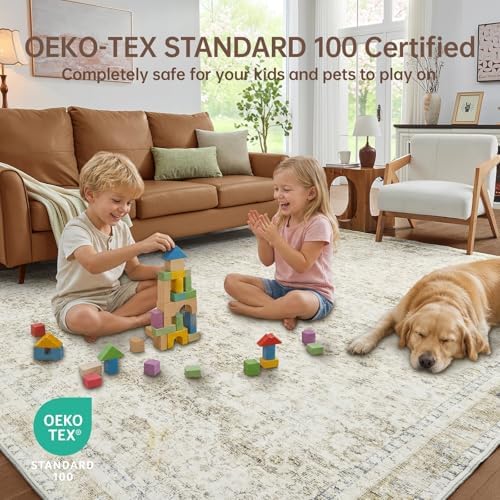 Sasttie 8x10 Area Rugs, Ultra-Soft Washable Rug for Living Room, Beige