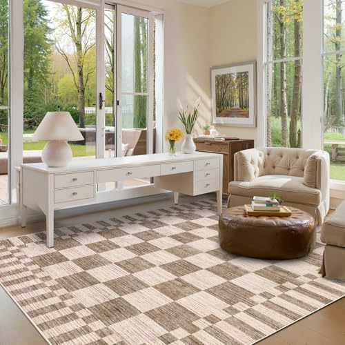 GarveeHome 9x12 Area Rugs for Living Room Washable Checkered Rug Bedroom