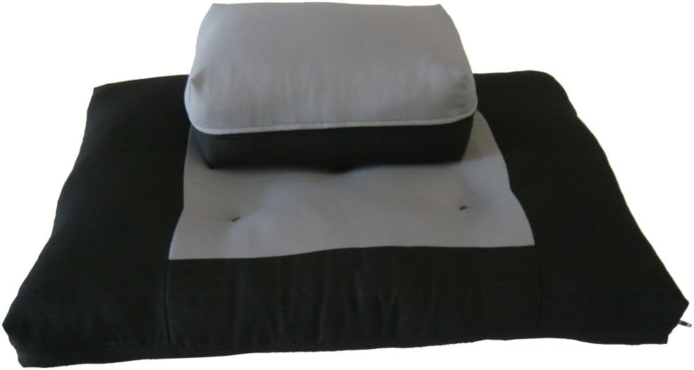 D&D Futon Furniture Black/Gray Zabuton Zafu Set, Yoga, Meditation Seat Cu...