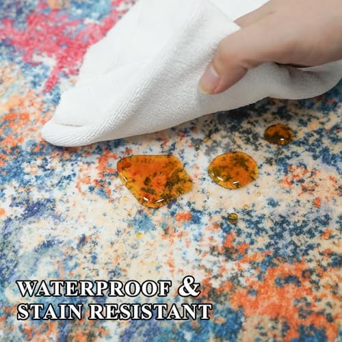 10x14 Abstract Area Rug: Large Soft Rugs for Living Room Multicolor Rainbow