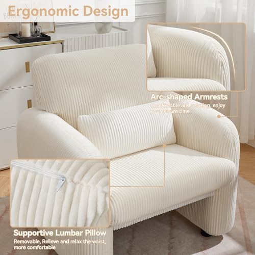 WUTUTUEE Corduroy Fabric Accent Chair, Modern Upholstered Living Room Chairs ...