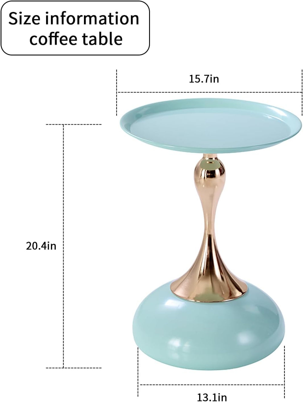 1-Pack Light Green Sleek Hourglass Side Table - Glossy Finish & Metallic ...