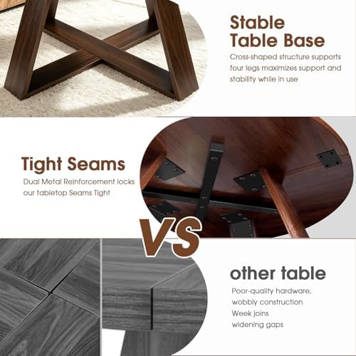 HAIOOU Round Coffee Table for Living Room with Open Storage -Walnut Wood