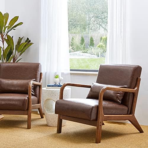 Glitzhome 30.75 "H Mid Century Coffee Accent Armchair, Single Reading Ar...