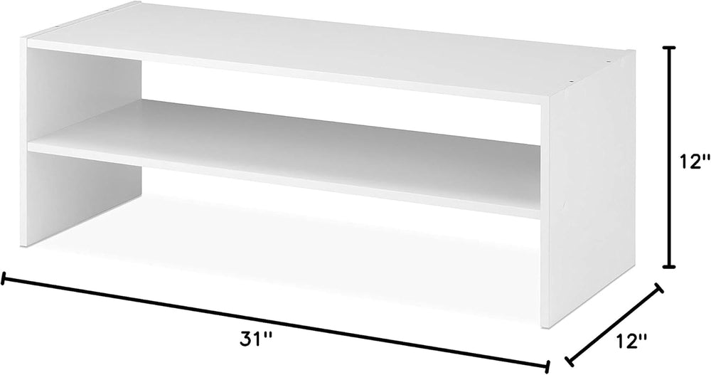 Whitmor Stackable 31" Extra Wide 2-Shelf Storage Organizer, White