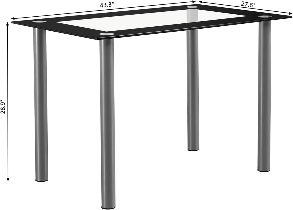 Karl home 5-Piece Glass Dining Table Set with 4 PVC Chairs, Easy Assembly | 4...