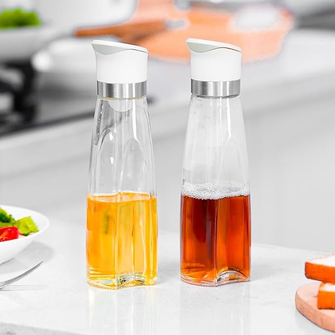 Premium Glass Olive Oil and Vinegar Dispenser Bottles Set, 2-Piece 16oz Kitchen - Image 5