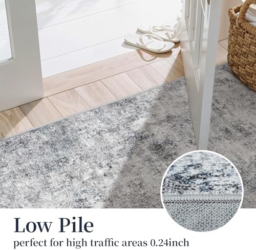 10x14 Washable Area Rug: Large Modern Abstract Living Room Rugs BlueGray