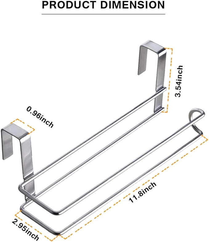 Paper Towel Hanger Holder Stainless Steel Kitchen Roll Paper Towel Holder - Image 4