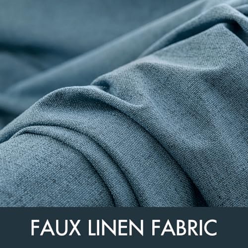 MIULEE 100% Blackout Linen Curtains for Bedroom 52x84 Inches Dusty Blue