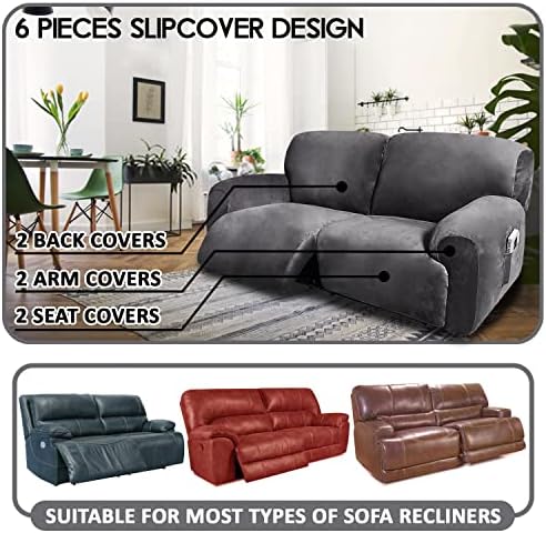 ULTICOR Extra Wide 75-100" 2 Seater Reclining Sofa Slipcover, Velvet Str...