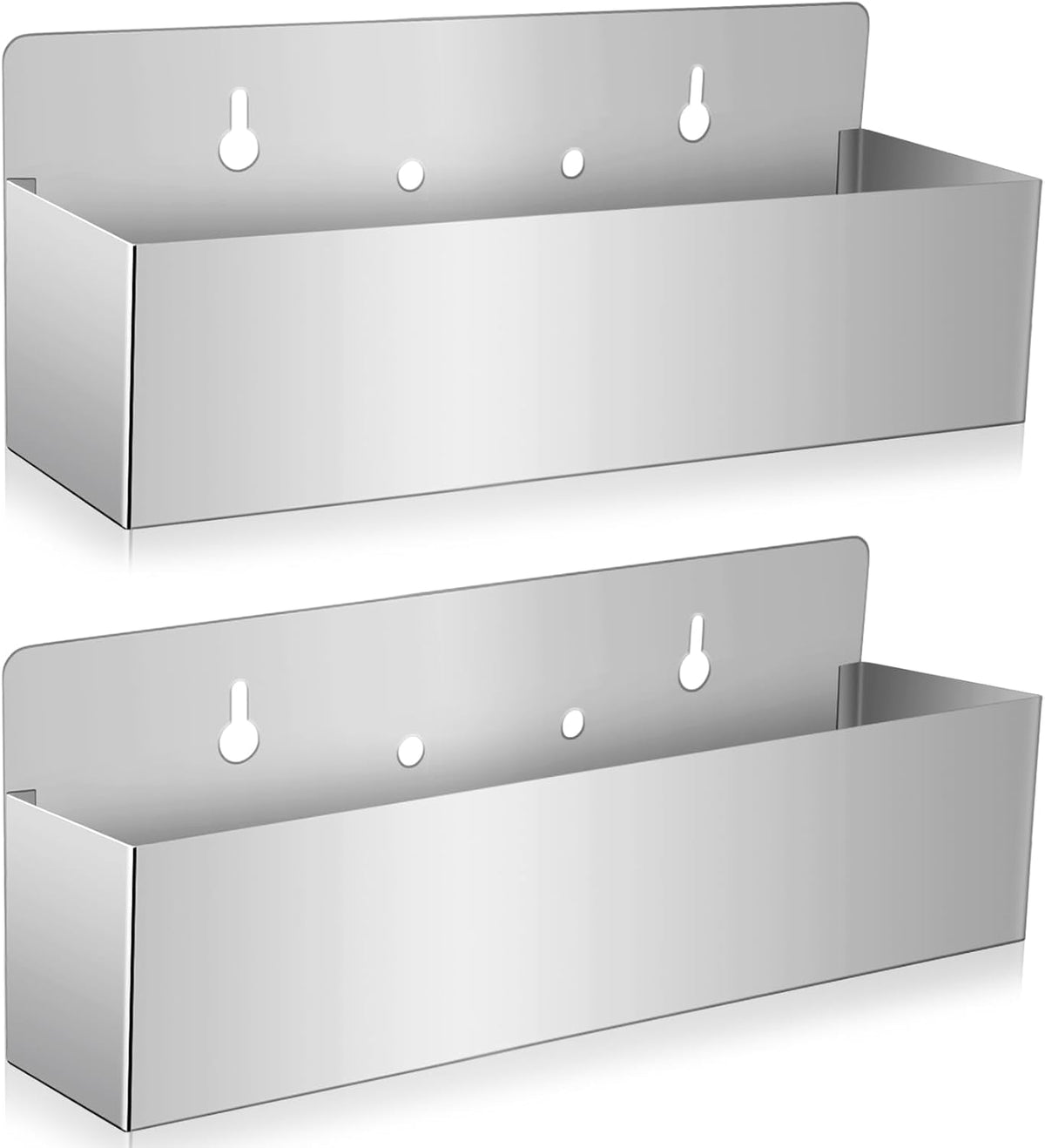 2 Pack 15 Inch Single Speed Rail Stainless Steel Liquor Bottle Holder | Wall Mounted Spray Bottle Rack Drink Rail Shelf for Bars, Silver