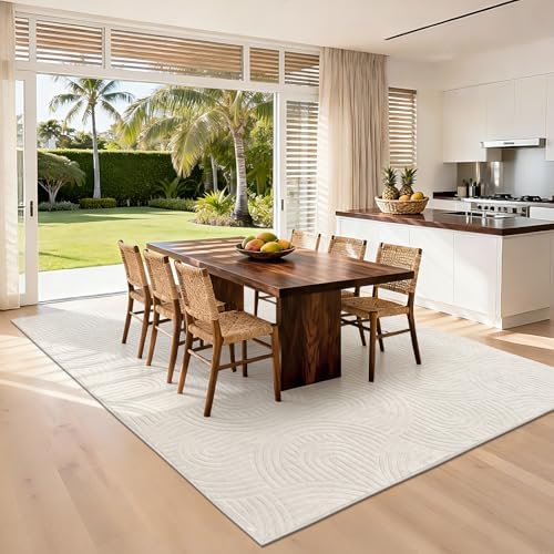 Pauwer Area Rugs for Living Room 8x10, Non Slip Washable Modern Rug, Beige