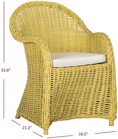 SAFAVIEH Callista Club Rattan Accent Chair, 24" Coastal Yellow SEA7001A