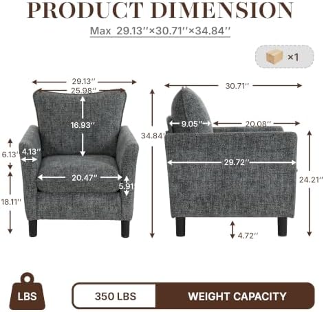 Accent Chair, Upholstered Armchair for Living Room