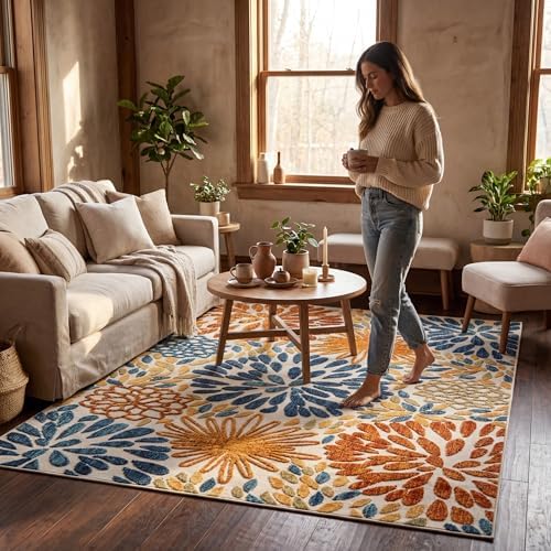 nuLOOM Monique Blue Floral & Paisley Indoor/Outdoor Area Rug, 8' Square