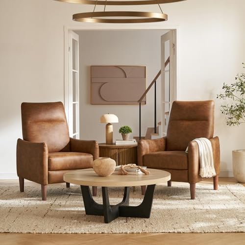 mopio Arthur Recliner, Reading Chair (Pecan Brown Faux Leather)