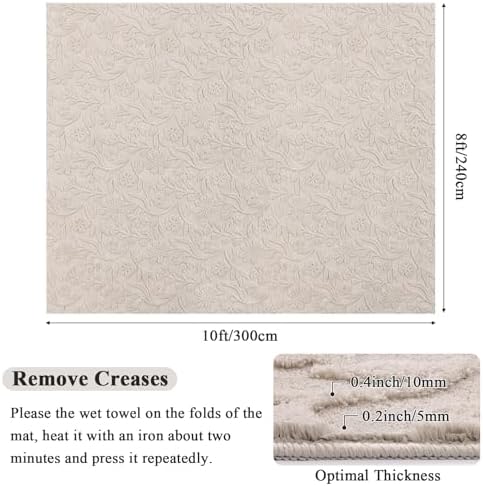 Vaukki 8x10 Area Rug for Living Room, Beige Throw Carpet for Bedroom