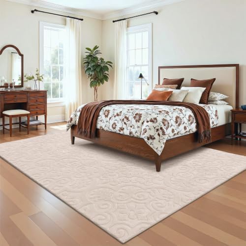U'Artlines 8x10ft Washable Area Rug for Living Room,Neutral Beige Rugs