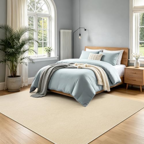 Faux Jute Area Rug 6'x9', Washable & Non-Slip, Off White