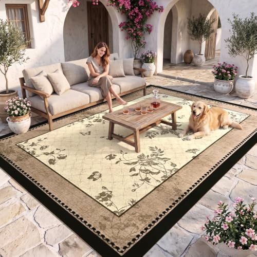 DweIke Easy Jute Outdoor Patio Rug, 4x6 Washable Rugs for Entryway Indoor Liv...