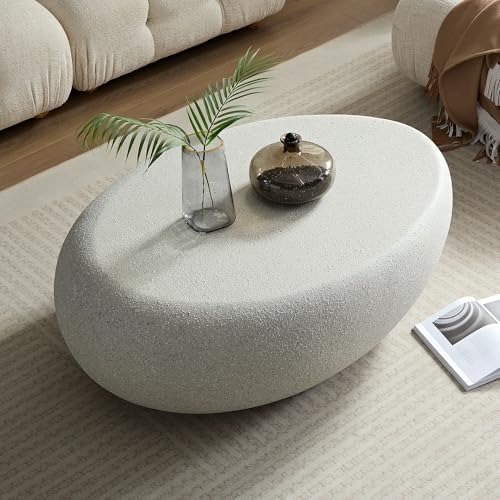 43.31 Modern Oval Coffee Table for Living Room, Contemporary Rustic Style Cur...