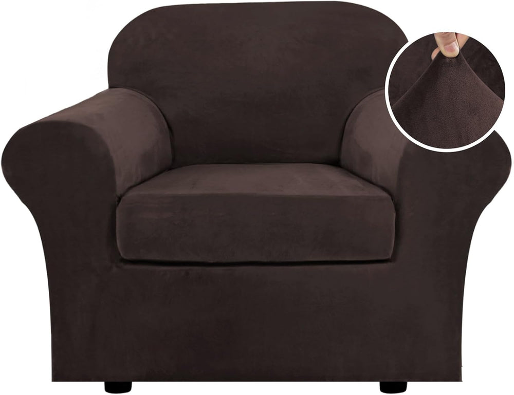 H.VERSAILTEX Rich Velvet Stretch 2 Piece Cover Chair Slipcover Sofa Cover Fur...