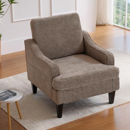 Set of 2 Accent Chair for Living Room,Mid-Century Arm Chair Chenille Fabric L...